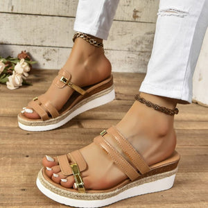 Summer Fashion Hemp Heeled Slippers