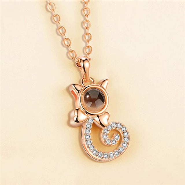 AmorMio 925 Sterling Silver Cat Necklace